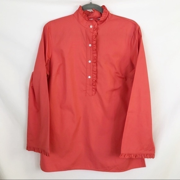 LANDS’ End Ruffled Long Sleeve Shirt Pullover S - Picture 2 of 8